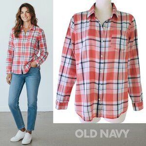 Old Navy Classic Super Lightweight 100% Cotton Plaid Button Down Shirt M
